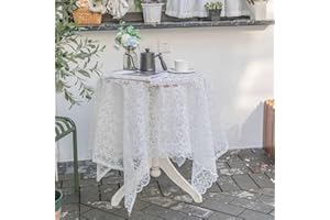 Yaland Tovaglia in pizzo, lavabile, motivo floreale, per giardino, per esterni, sala da pranzo, cucina, giardino, feste, matrimoni o casa, lunghezza 130 x 130 cm