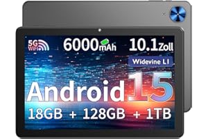 Rebecco Tablet 10 Zoll, Android 15 Tablet, 18GB RAM + 128GB ROM, Erweiterbar auf 1TB, 1280x800 HD IPS Display, 6000mAh Batterie, Widevine L1, 5G WiFi, BT5.0, UNISOC T310, 5MP + 8MP Dual Camera (Z70)
