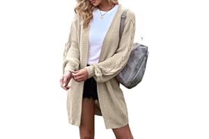 Maavoki Damska długa kurtka z dzianiny, oversize, długi rękaw, sweter, kardigan, casual, płaszcz z dzianiny, na jesień, odzież wierzchnia z kieszenią