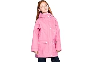 SOLOCOTE Veste de pluie pour enfants avec capuche imperméable et coupe-vent sac à dos en caoutchouc doublé pour filles et garçons