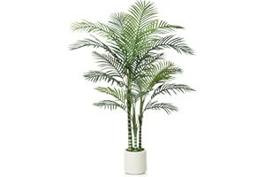 Fopamtri Palma Artificiale 150cm Piante Finte da Interno Grandi Palma Finta in Vaso Bianco, Areca Palma Pianta Finta Alta per Casa Soggiorno Ufficio Balcone Decorazioni