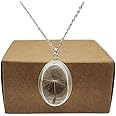 Dandelion Make a Wish Real Flowers Oval Glass Pendant 925 Sterling Silver Necklace for Women Handmade