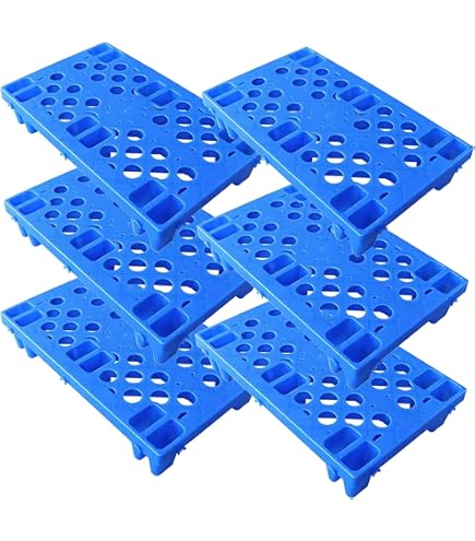 Catolo Lot De 10 Demi-Palettes Légères 80x60 Cm Noir - Palettes Industrielles Plastique Grillagées HDPE-R Empilables