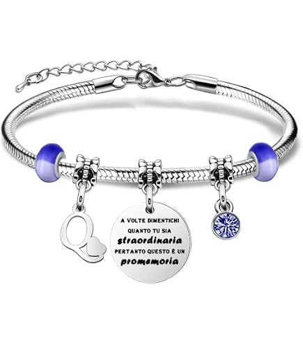 Zeayebsr bracciale donna,2 in 1 Bracciale Donna Argento 925 Catena