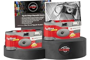 Disposable Cameras Multipack - Includes 2 AgfaPhoto LeBox Disposable Camera Single-Use Film Cameras with 27 Exposures and Clikoze Disposable Photography Tips Card