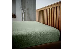 GC GAVENO CAVAILIA Teddy-Fleece-Spannbetttuch, Thermisch, warm, elastisch, für Doppelbett, waschbar, 100% Polyester, Flauschiges Spannbetttuch, Salbeigrün
