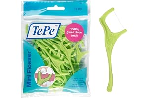 TePe Mini Flosser Tandtrådsbygel, 36-pack | Slitstark tandtråd, Fri från PFAA, Rengör mellan tänderna, Ta bort plack, Passar även trånga mellanrum, Unik design