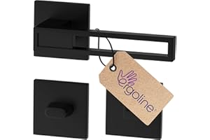 ERGO line Design moderne, poignée de porte noire TOMMY, pour les portes de salle de bains, la silhouette ultra-fine, poignée carrée noire mate, garnitures de porte, poignée