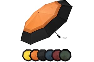 Chakipee Compact Travel Umbrella Windproof Strong- Automatic Folding Umbrellas for Wind and Rain, Double Vented Canopy 210T Teflon Coating 102cm Span - 9 Ribs Portable Umbrella for Men and Women