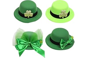 HILEYU 4 Packs Mini Green Top Hat Fancy Dress St. Patrick Costume Set Leprechaun Hat Costume Irish Festival Accessory Unisex St.patrick's Day's Hat Unisex-adult One Size 13.5cm wide x 5cm High