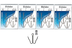 BLNTACKLE76 Lot de 2 paquets de crochets pour flash Jenzi Taille 2 4 6 8 10 crochets sandre brochet double tranchant poisson prédateur + autocollant Petri gratuit