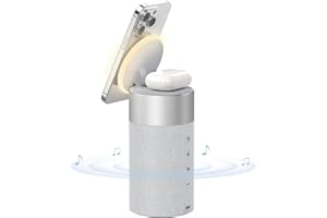 COLSUR Bluetooth Speaker, Wireless Charger, Bluetooth Speakers with Night Light, 2 in 1 Wireless Charging Station for 16/15/14/13/12 Series, for AirPods Pro/3/2（Gift Ideal）