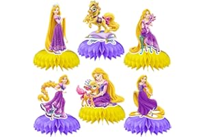IQEPXTGO Rapunzel Party Honeycomb Decoration Prinzessin Tangled Geburtstag Deko Prinzessin Bienenwaben Mittelstücke Tischdekoration Cake Topper Waben Party Dekoration Supplies