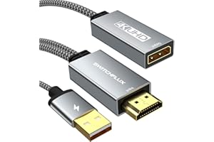 SWITCHFLUX HDMI to Displayport Adapter, 4K@60Hz Active HDMI Male to DP Female Converter Adapter High Speed HDCP 2.2 Cable for PC,NVIDIA,AMD,NS,PS4/5,Xbox One/Series X (8.66 in)