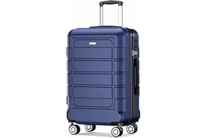 SHOWKOO Maletas de Viaje Medianas Rígidas 67cm ABS+PC Ampliable Maleta Trolley Cabina Ultraligera Duradero con 4 Ruedas Dobles Giratorias y Cerradura TSA, L - Azul