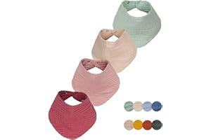 Flora Furora Baberos Bebe Recien Nacido (muy suave) muselina algodón orgánico ecologico GOTS + OEKO Tex 100 | absorbente y transpirable | Babero Bandana Bebe triangulares elegantes, bebe accesorios