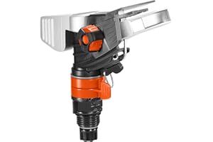 Cabezal de aspersor por pulsos, circular y sectorial Premium de Gardena: aspersor de superficies grandes para trípode o tubería, riego superficies hasta 490 m², rango de aspersión 5-12,5 m (8137-20)