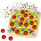 Nene Toys Gioco di Memoria di Coccinelle – Gioco in Legno per Bambini 3 4 5 Anni con 10 Schede – Gioco Educativo di Alta Qual