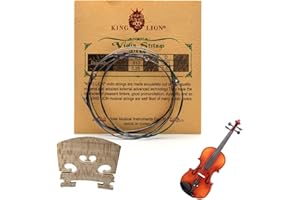 UZYXC QGK Ensembles Cordes Violo (E-A-D-G) pour Violons 4/4, 3/4, 1/2, Avec Chevalet de Violon, cordes de violon universelles Jeu complet de cordes en acier à âme