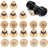 Brass Misting Nozzles, 20 Pieces, 0.5 mm, 10/24 UNC | Tubular Spray for Cooling System, Micro Garden Nebulae