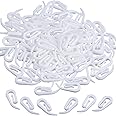 100 Crochets De Rideau En Plastique Blanc - Style Haricot, Pour Tringles Et Rubans