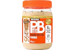 PBfit Original Beurre de Cacahuète en Poudre - Poudre d'Arachides Riche en Protéines et Pauvre en Matières Grasses - Protéines Végétales pour Smoothies, Desserts, Petits Déjeuners... - Pot 225 g