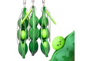 DDSHUN 3 portachiavi a forma di fagioli strizzanti per piselli, giocattolo antistress, giocattolo a forma di soia, giocattoli per portare divertenti portachiavi per cellulare con ciondolo per bambini