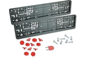 OFFICIAL PLATES LTD Genuine Wurth Klapp-Fix Number Plate Holder Surround Frame for Cars in UK and Europe. Rubber Anti-vibration Shock absorbers, Screws and Key included. (2x Frames + 12 Shock Absorbers)