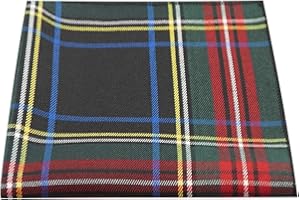 King & Priory Traditional Dark Green & Black Tartan Pocket Square, Handkerchief, Check, Plaid
