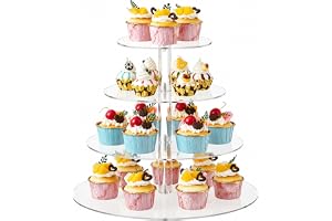 ZHITENG Cupcake Four Nivåer, Rund Dessert Akryl Stativ Transparent Display Stativ Återanvändbara Munkar Passar Fester Födelse