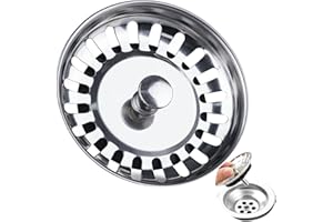 tifanso Kitchen Sink Strainer Plug 304 Stainless Steel Thicken for Kitchen Sink,Replacement for Food/Hair Catcher - UK Sinks Hole Diameter (Silver-1, 78mm)