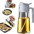 TrendPlain 16oz Olive Oil Spray Bottle - 2 in 1 Olive Oil Dispenser Bottle for Kitchen Accessories - Kitchen Gadgets, For Air Fryer - Ash