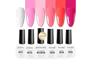 JODSONE 10 ml 6 Colors Red Rose Pink Gel Nail Polish Set All Seasons Soak off U V Lamp Gel Manicure Set for Nail Art Fast Drying & Long Lasting Valentine's Day Gifts for Her