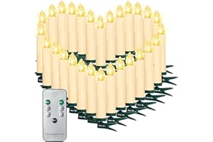 SUNJAS 10/20/30/40 świąteczne świece LED, świecące świece, zestaw świec na choinkę z pilotem zdalnego sterowania, bezprzewodowe 20er beżowe