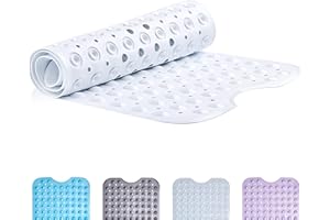 TranquilBeauty Bath, Shower Mat, No Slip with Suction Cup, Anti-Mildew, Machine Washable, No Latex, Ideal for the Elderly and Children (White, 100 x 40 cm)
