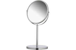 axentia Lustro stołowe powiększające w kolorze srebrnym, nierdzewne lustro kosmetyczne, chromowane, wytrzymałe lustro łazienkowe z 3-i 1-krotnym powiększeniem, okrągłe lustro do golenia ok. 17 cm