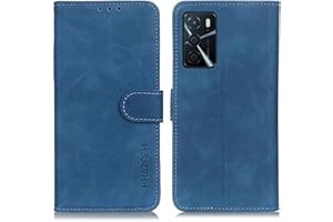 UNICHTHY For Oppo A16 / A16S / A54S Case Flip Shockproof Vintage Wallet Case PU Leather with Stand Magnetic Money Pouch Folio Silicone Bumper Gel Protective Phone Cover for Oppo A16 / A16S / A54S Blue