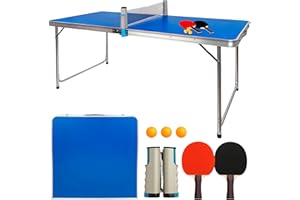 DE VES SPORT DEVESSPORT Pack Mini Mesa de Ping Pong Plegable | Mesa de Camping y Ping Pong para Interior y Exterior | 120x60x70 cm | Incluye 2 Raquetas, 3 Pelotas y Red Desmontable