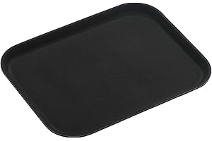 Grunwerg Vassoio per Alimenti Antiscivolo in plastica Super gommata, Rettangolare, 35 x 25 cm, Nero
