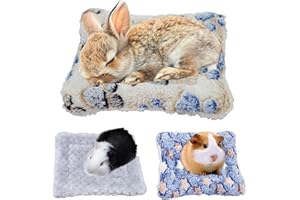 ChAusa 3 Pcs Guinea Pig Bed 26x33cm/15x20cm Small Animal Plush Mat Washable Fluffy Guinea Pig Bed Mat for Bunny, Hamster, Hedgehog (Light Brown, Navy Blue, Gray)