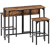 CHOEZON Juego de Mesa de Bar y 2 Taburetes, Mesa Alta Plegable de 100 cm, estilo Industrial, para Comedor, Sal&oacute;n o Bar, Marr&oacute;