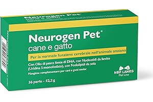 NBF Lanes | Neurogen Pet Cane e Gatto, 36 Perle Appetibili, per la Normale Funzione Cerebrale dell’Animale Anziano, Cani e Gatti Senior