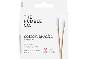 ‎THE HUMBLE CO. The Humble Co. Natürliche Wattestäbchen | Weiß | Plastikfrei, Biologisch Abbaubar, Umweltfreundlich, Vegan | Perfekt für Ohren, Make-up, Haustierpflege und Reinigung (1 x 100)