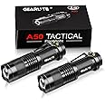 GEARLITE Mini LED Torch, Aluminium LED Torch Extremely Bright with Clip, 3 Modes Handheld Lamp Zoomable, IP44 Waterproof Flashlight for Children, Camping, Hiking, Gift (Pack of 2)