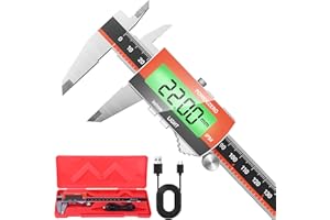 Preciva Calibro Digitale, Precisione Micrometro in Acciaio Inox con LCD Schermo Grande, Calibro Analogico Ricaricabile per Misurzione Esterna, Interna, Profondità e di Passo