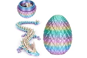 KUGGTY 3D Printed Dragon in Egg,Full Articulated Crystal Dragon with Egg,Flexible Joints Home Decor Executive Desk Toys,Home Office Decor Executive Desk Toys for Autism/ADHD (Colorful)