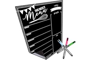 CINCH! Cinch 16"x12" Magnetic Weekly Meal Planner for Fridge - Convenient Whiteboard Meal Organiser - Easy-to-Use Magnetic Fridge Planner - Family Organizer Pad and Shopping List - Ideal for Menu Planning