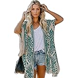 Jywmsc Kimono da Donna in Mussola, Copricostume, Stile Bohemien, con Stampa, Ampio, Taglia Unica