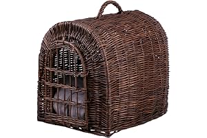E-WICKER24 ALLES AUS WEIDE e-wicker24 Cage, Corbeille, Parc, Panier de Transport en Osier pour Chat et Chien, Panier Velo (Brun avec Coussin)