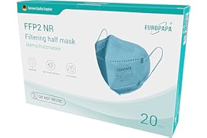 EUROPAPA 20x FFP2 Colorful Masks Respirator Mask 5-Layer Dust Masks Hygienically Individually Packed Body Certified EN149:2001+A1:2009 Mouth Mask EU2016/425